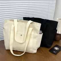 Große Kapazität Canvas Tragetaschen für Arbeit, Pendeln, Tragetasche, College-Stil, Studenten-Outfit, Buch-Umhängetasche, Einkaufstasche
