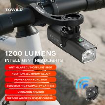 TOWILD CL1200 Luce per bici intelligente Telecomando Luci per bicicletta Batteria da 5000 mAh Tipo-C Ricaricabile Strada MTB IPX6 Faro per bicicletta