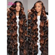 Silkwave Ombre Evidenziare Dell'onda Del Corpo 13x6 Hd Frontale Del Merletto Parrucca Dei Capelli Umani 1B/30 Nero Marrone Colorato 13x4 Parrucche Anteriori Del Merletto Per Le Donne