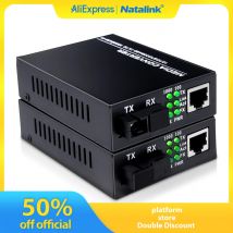 Natalink Un paio di convertitori multimediale in fibra SFP+ SC monomodale BiDi in fibra a 10/100/1000M Gigabit RJ45 Ethernet Convertitore ricetrasmettitore