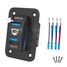 3 Way Bilge Pump Rocker Switch Panel Manual/Off/Auto Waterproof IP66 20A 12V/24V LED Light SPDT Momentary for Marine Boat Yacht