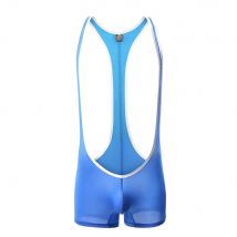 Elastic Mens Undershirts Smooth Bodysuit One-Piece Jumpsuit Wrestling Singlet Leotard Pajamas Penis Pouch Boxer Shorts Underwear