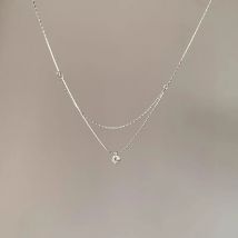 New 925 Sterling Silver Double Necklace Personality Charm Women's Pendant Simple Style Choker Birthday Gift Exquisite Jewelry