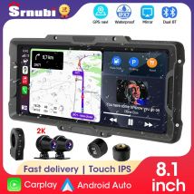 Srnubi Tragbare 8,1 zoll IP67 Wasserdichte Motorrad 2K DVR GPS Navigation Drahtlose Carplay Android Auto Moto Recorder Monitor