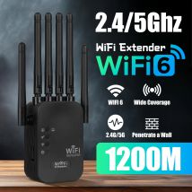 Porte Gigabit Ethernet dual band, extender WiFi 6, funziona con qualsiasi router, compatibilità universale, 6 antenne per oltre 50 dispositivi