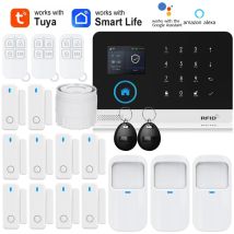 2G GSM WiFi Alexa Tuya Smart Life Hausautomation Haustier-Immun Bewegungs-Tür-Magnetsensor Alarm Sicherheitsschutzsystem-Set