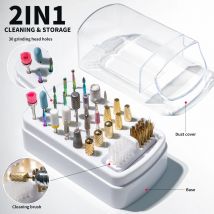 2 in 1 Nagel Bohrer Bits Lagerung Box 30 Löcher Nail art Bohrer Lagerung Box Schleifen Polnischen Kopf Bit Halter Display Organizer staubdicht