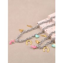 Lokaer New Style Dolphin Heart Pendant Charm Bracelet Necklace Summer Vacation Stainless Steel Women's Jewelry Waterproof N25118