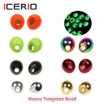 ICERIO 100PCS Off-set Tungsten Beads Drop Shape Inst Tungsten Jig Bead Fast Sink Jig Nymph Fly Tying Material Trout Fishing Lure