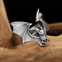 Vintage Punk 316L Edelstahl Nette Fledermaus Ringe Für Männer Frauen Mode Biker Tier Ring Kreative Party Amulett Schmuck Großhandel