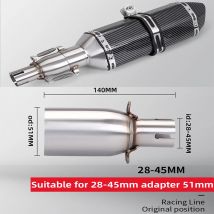 H Motorrad-Auspuffrohr-Modifikation, Auspuff-Mittelteil, 28–32–38–45 mm, Adapter, 51 mm Auspuffabschnitt, zerstörungsfreie Installation