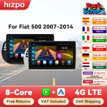 Hizpo 9 pulgadas Radio estéreo de coche para FIAT 500 2007 - 2014 GPS 2din Autoradio inalámbrico CarPlay Android 13 unidad principal de navegación automática