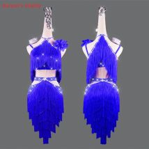 Abito latino per donna Rumba Chacha abiti da competizione di danza Customzied bambini adulti gonna con nappe per spettacoli di danza latina