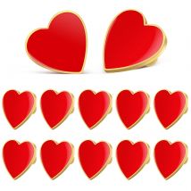 12 Pcs Love Brooch Decorative Pins Valentine Day Accessory Collar Brooches Sunglasses Red Heart Valentines Badge Hand