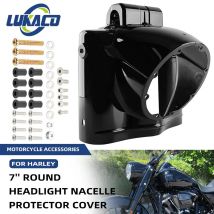 ABS Motorcycle 7'' Round Headlight Nacelle Cover Headlamp Front Cowl Decorative Black Fit For Harley Touring Road King 2014-2023