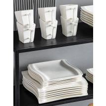 MALACASA FLORA 30/60 Piece White Porcelain Dinner Set with 12*Cup,Saucer,Dessert Soup Dinner Plate Tableware Set for 12 Person