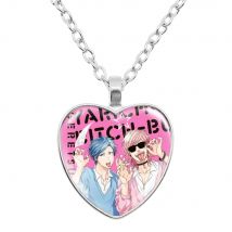 Naszyjnik Klubu Yarichin Kawaii Yuri Ayato Yui Tamura Śmieszny MeMe Szklany Naszyjnik z Zawieszką w Kształcie Serca Biżuteria Urok Kolekcjonerski Prezent