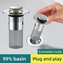 1 Stück Waschbecken-Leckstopfen, geruchsdichter springender Kern aus Edelstahl, Press-Typ-Waschbeckenablauf, universelles Zubehör für Waschbecken
