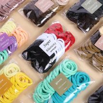 48Pcs 4CM Große Elastische Haarbänder Mädchen Bunte Nylon Stirnband Für Kinder Pferdeschwanz Halter Scrunchie Frauen Haar Zubehör
