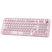 YUNZII X98 Różowa Bezprzewodowa Przezroczysta Klawiatura RGB QMK/VIA, Mechaniczna Klawiatura Gamingowa z Uszczelką Hot-Swap, Klawiatura z Ściętkami Pre-lubed Knob