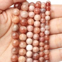 6/8/10mm AA Naturstein Sonnenstein Perle Rosa Glatte Runde Lose Spacer Perlen für Schmuck Machen Lieferant DIY Charm Armband 15''