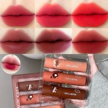 Make-up-Lipgloss, 3-teilig, matt, samtig, Lippentönungsset, Kuchen-Mousse-Lippe, wasserfest, nicht übertragender Schokoladen-Lipgloss