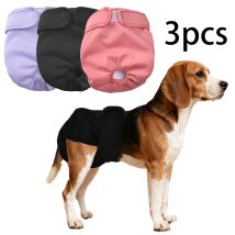 3Pcs Reusable Female Dog Diapers Washable Puppy Menstrual Period Panties Adjustable Pet Nappies For Small Medium Dogs Cat Beagle