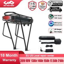 Akumulator Ebike 36V 18Ah 17.5Ah 13AH 15H Tylny bagażnik Akumulator do rowerów elektrycznych 18650 27100 Zestaw do silnika 36V 250W 350W 500W