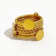 Peri'sbox abnehmbare 6 stücke Goldfarbe verdrehte Münze breite Ringe Frauen Aussage Edelstahl Scheibe stapelbare Ringe Party Schmuck