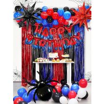 Set di compleanno a tema ragno 1/2/68 pezzi, palloncini con banner di buon compleanno a tema ragno, compleanno del ragazzo, Halloween