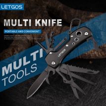 LETGOS Multifunktionales Klappmesser, 15-in-1 tragbares Militär-Taschenmesser aus Edelstahl, Outdoor-Camping-Überlebensausrüstung