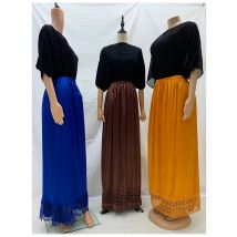 Spitze, knielang, elastisch, hohe Taille, ausgestellter, plissierter Swing-Rock, cooles Sommerkleid 2024, neuester Komfort, entspannter langer Rock für Damen