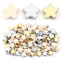 50 Stück 15 mm natürliche Holzperlen, fünfzackige Sternform, lose Distanzperlen für Schmuckherstellung, DIY-Armband, Halskette, Zubehör