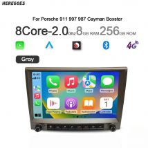 Grey 720P Auto Android 14 For Porsche Cayman 911 987 Boxster 997 CarPlay Car Radio GPS Multimedia Navigation 4GB Bluetooth Wifi