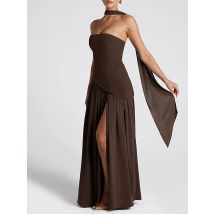 2025 Women's Fashion Sexy Backless High Split Maxi Dress Solid Color Bodysuit Dress New Style