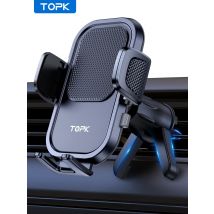 TOPK Car Phone Holder Mount,[Upgraded Support Function] Metal Hook Cell Phone Holder For Car Air Vent Compatible With All Phones