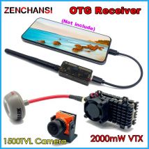 Transmisor inalámbrico FPV de 5,8G, 2000MW, 48 canales, alcance VTX de más de 20Km + receptor OTG UVC + cámara 1500TVL para Kit de cámara FPV para avión