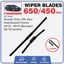 Front Wiper Blades For Honda Civic 9 9th Gen Hatchback Tourer Europe  2012 - 2016 Windshield Window Windscreen Accessories