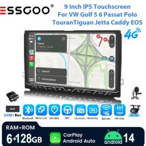 ESSGOO 9"Android14 6+128G Car Stereo Radio Wireless Carplay For VW Golf 5 6 Passat Polo Touran Tiguan Jetta Caddy EOS 4G LET WIF