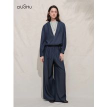 ​ DUSHU Herbst 2025, marineblaues dreiteiliges Set für Damen – modisches, koordiniertes Outfit für Büro, Freizeit und Alltag ​