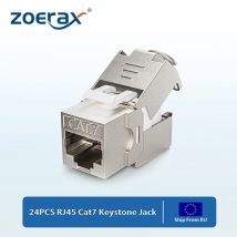 ZoeRax 24PCS Schermato RJ45 Cat7 Cat6a Keystone Jack STP Accoppiatore senza attrezzi Tipo da 180 gradi Accoppiatore adattatore modulo in lega di zinco