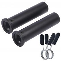 Langhantelstangen-Adapterhülsen (2 Stück), 1 Zoll Standard auf 2 Zoll Umwandlung, enthält 2 Feder-Langhantelringe, ideal für Zuhause und Fitnessstudio