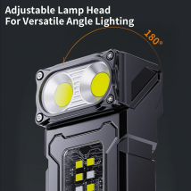 WARSUN DC08 Rechargeable LED Work Light, 800Lm, 90° Rotatable, Magnetic Base, IPX5 Waterproof, Portable Multi-function Lamp