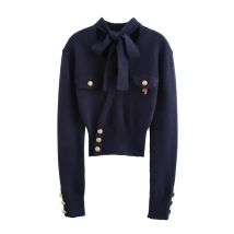 Strickpullover Slim Fit Schleife Langarmpullover Damen Herbstpullover Y2k Vintage Top Harajuku Gemütliche Pullover