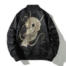 Männer Stickerei Bomber Jacke Drachen Chinesische Herbst Winter Pilot Jacke Männer Hip Hop Mantel Männlichen Mode Rock Jugend Streetwear 2019