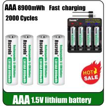 Universal Rechargeable 1.5V AAA 8900mWh Lithium ion Battery Fast charging with Charger for Camare Clock Mouse Fan Electric Toys