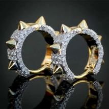 Persönlichkeit Punk Männer Frauen Creolen Mode vereist Zirkon Niet Creolen Unisex Hip Hop Ohrringe Rock Hip Hop Schmuck