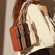 Borsa per telefono dal design di lusso Borsa a tracolla portatile in vera pelle da donna con nome personalizzato Porta carte di borsa a tracolla da donna casual alla moda