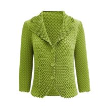 High-end Miyake Solid Color Jacket Wave Pleated Suit Collar Casual Versatile Long-sleeved Short Jacket Female 2024 Autumn New