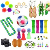 Zabawki sensoryczne Fasola Antystres Elastyczne sznurki Push It Squishy Chain Pops Cube Rainbow Ball